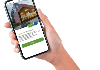 Hand met iPhone met gemeente app